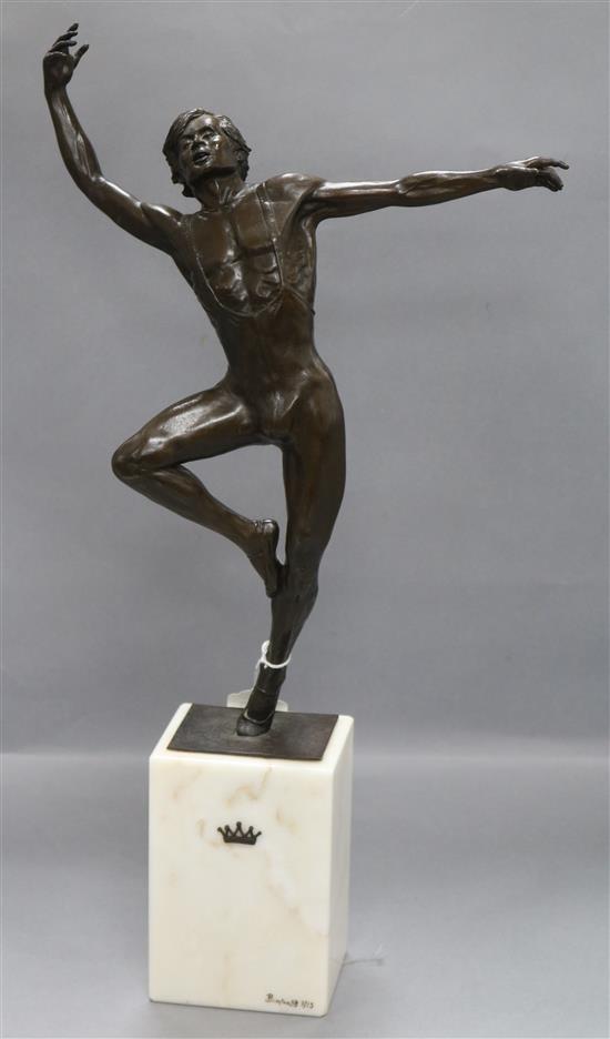 Benson Landes. A bronze of Nureyev on marble base height 57cm